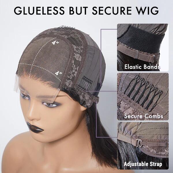 180% Density Deep Curl Bob 4x4 Closure Lace 12 inches Wig+Blunt Cut Bob 4x4 Closure Lace 08 inches Wig