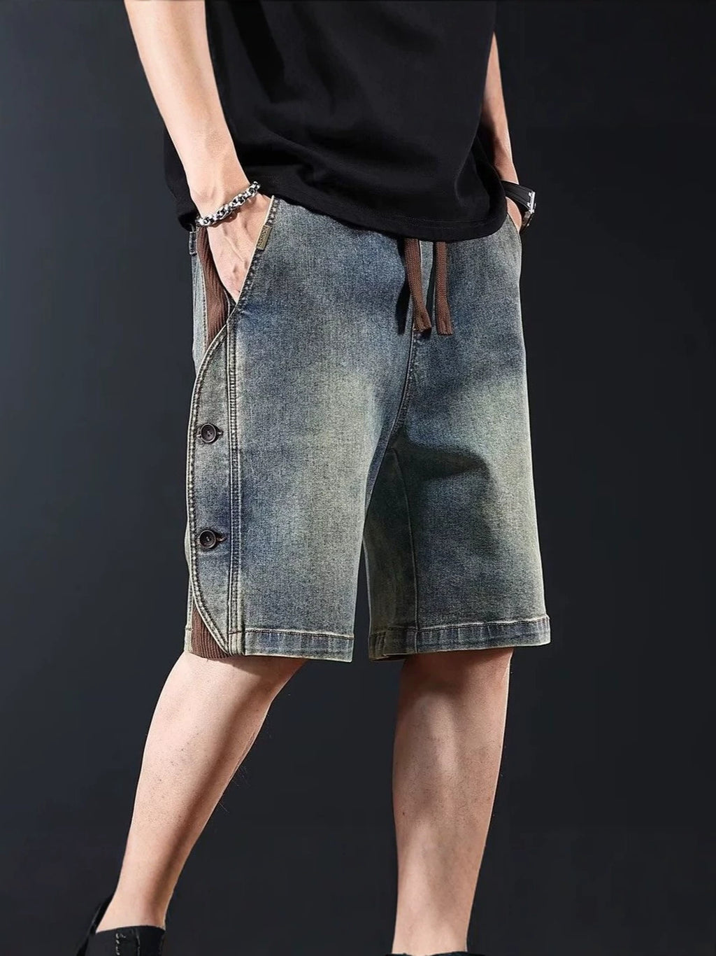 Toned Denim Shorts