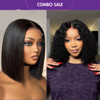 180% Density Deep Curl Bob 4x4 Closure Lace 12 inches Wig+Blunt Cut Bob 4x4 Closure Lace 08 inches Wig