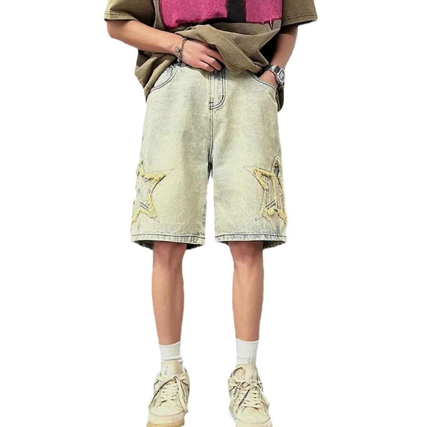 Washed Denim Five-star jorts