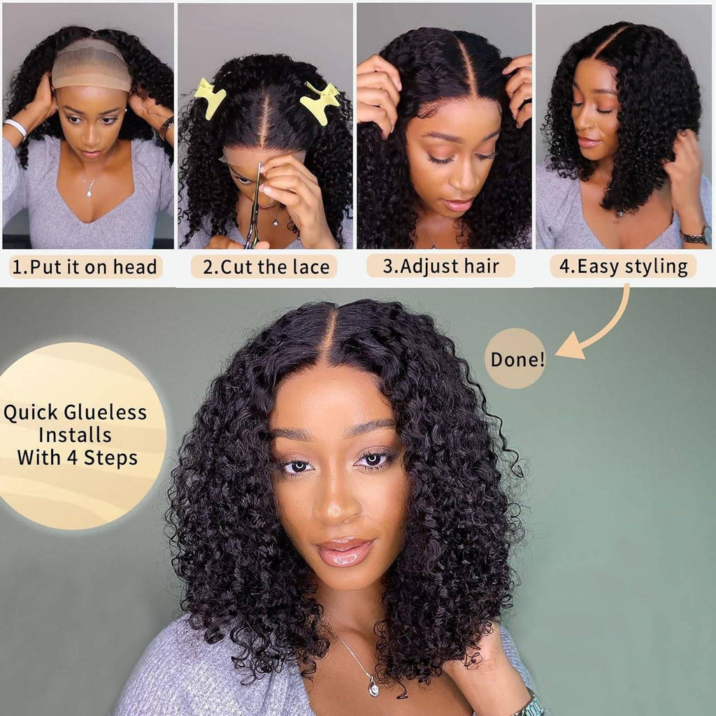 Short Curly Lace Front Synthetic Wig - VAULT DEALS