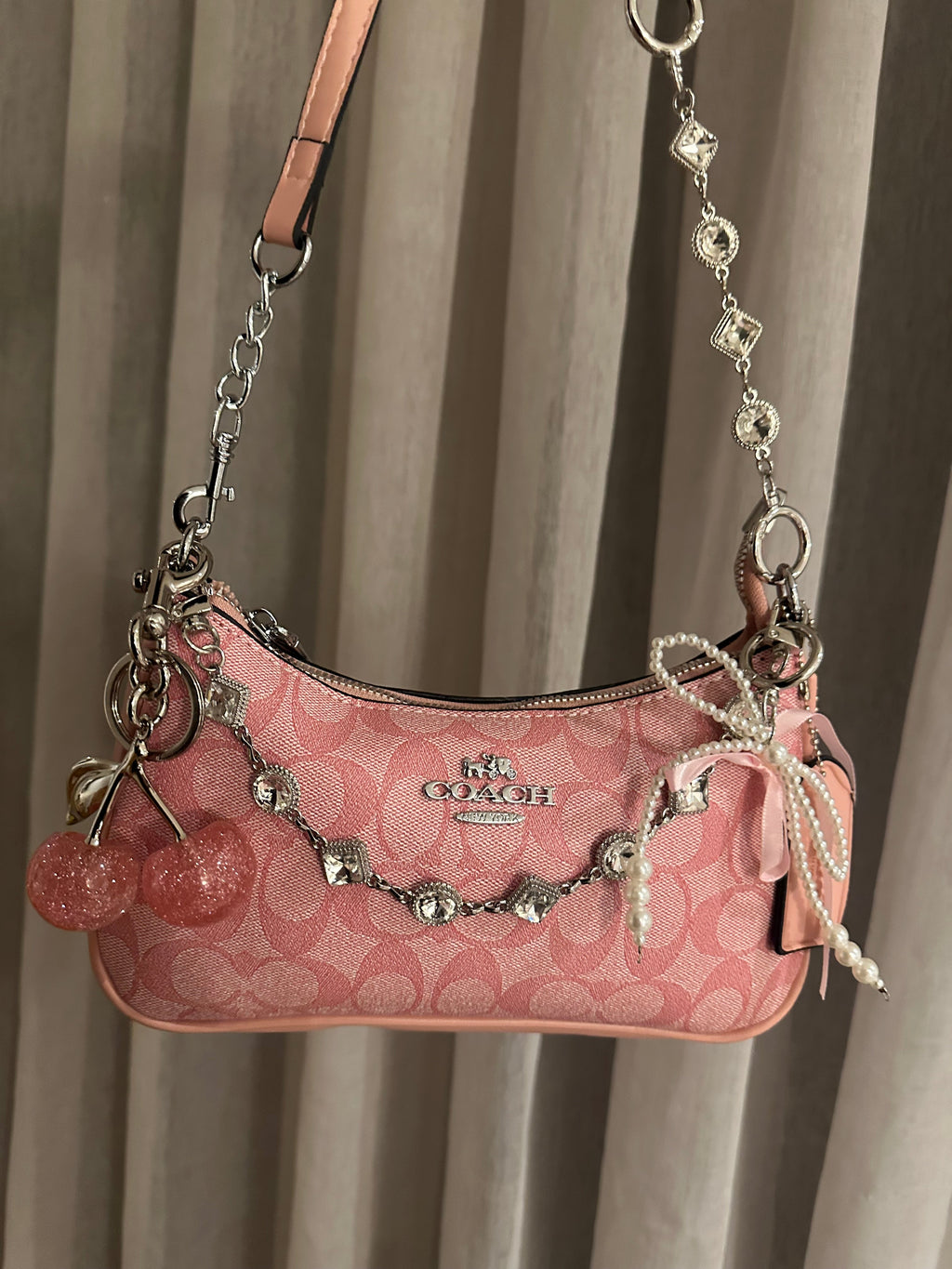 Hot Pink Silver Teri Bag