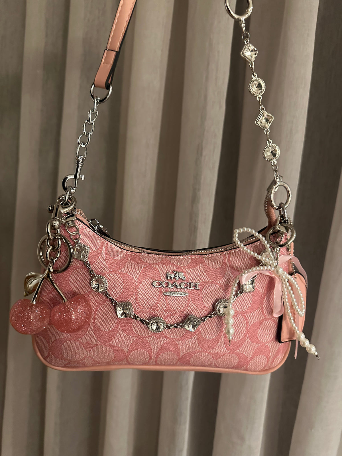 Hot Pink Silver Teri Bag