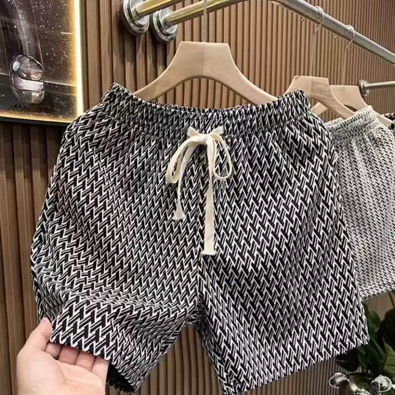 Adjustable Houndstooth Shorts
