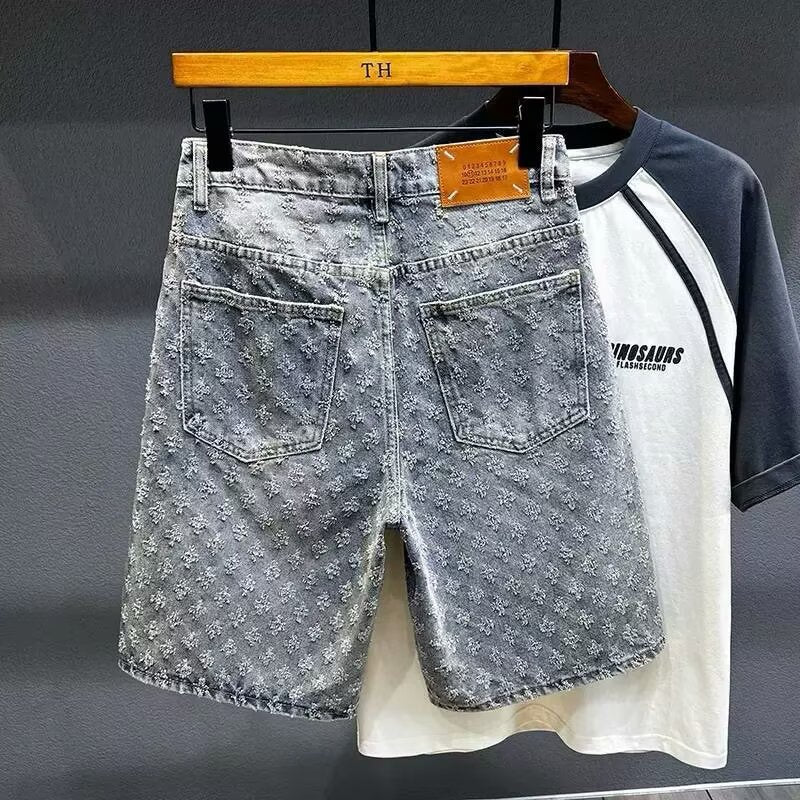 Retro Distressed Denim Shorts