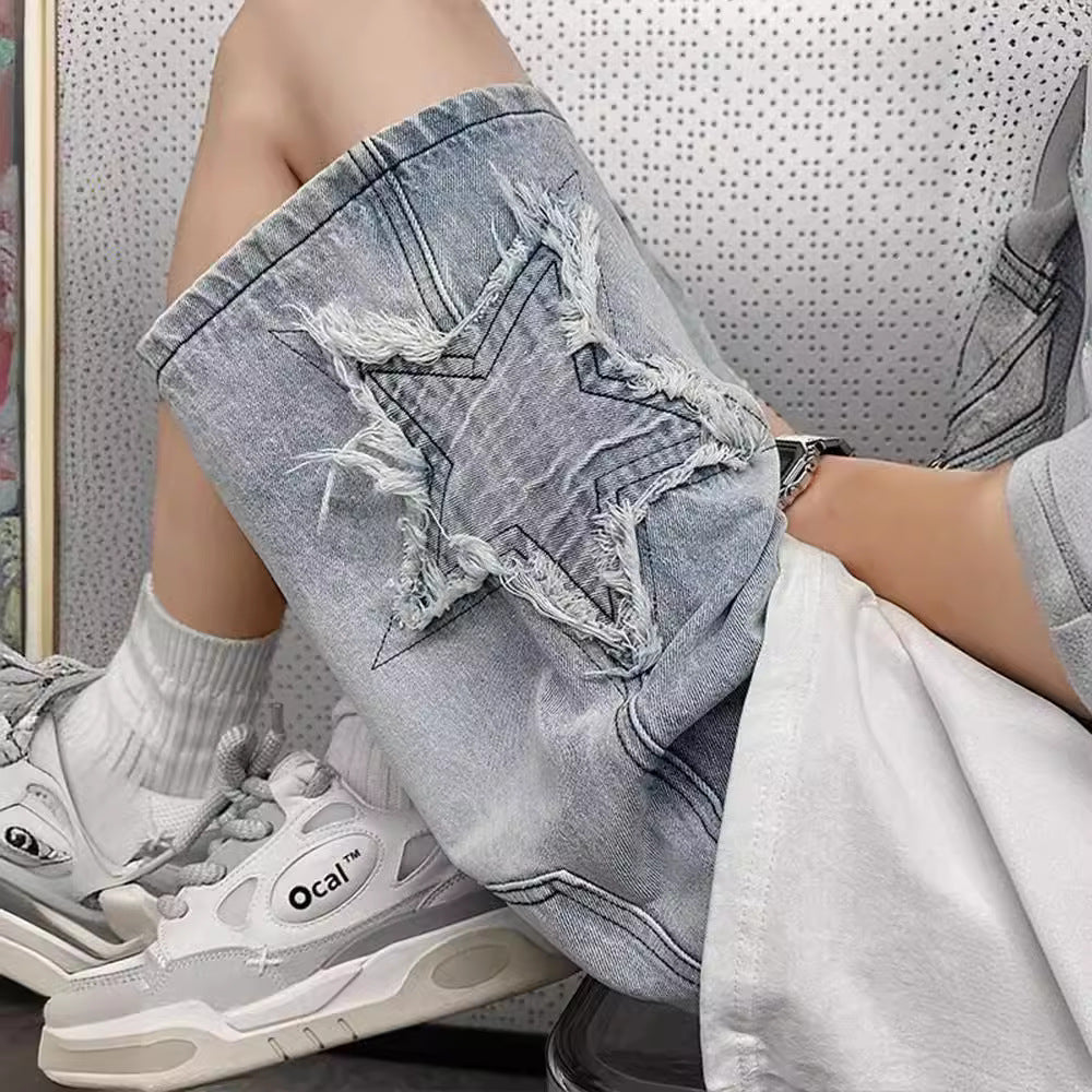 Washed Denim Five-star jorts