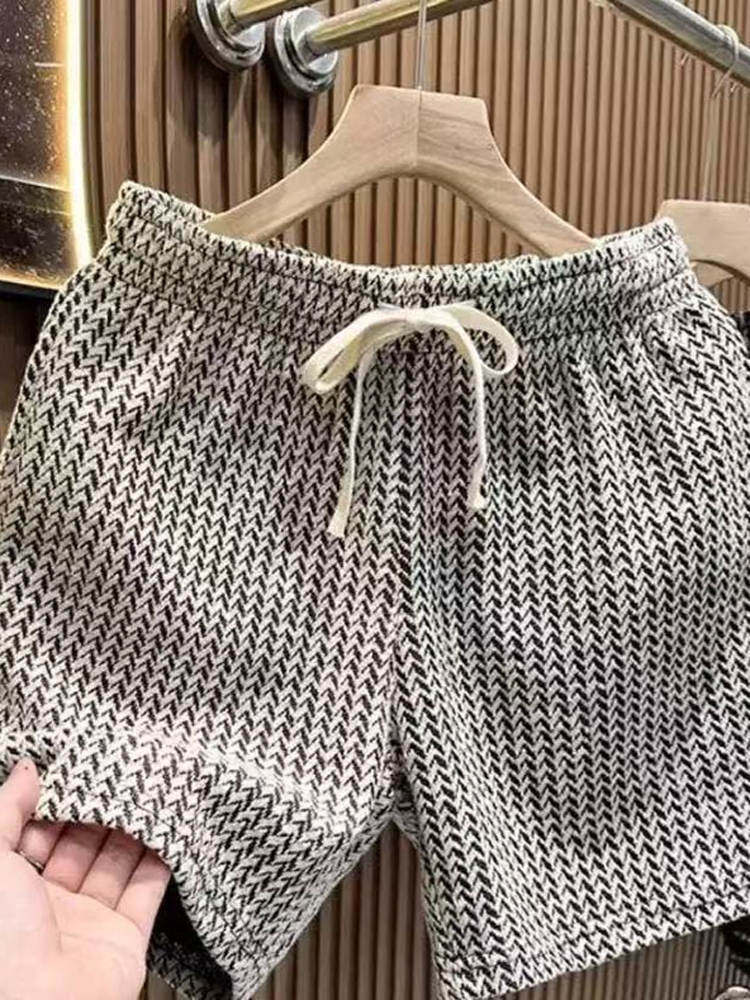 Adjustable Houndstooth Shorts