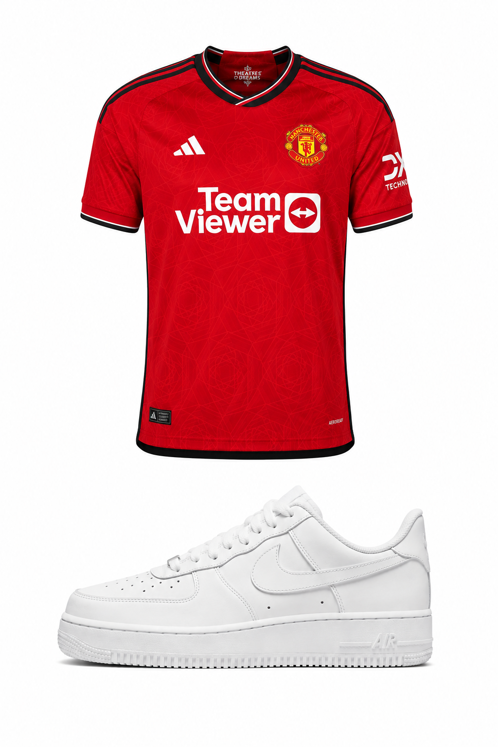 Manchester united pack - Man United 26/27 home T-shirt + White AF1 - Vault Deals