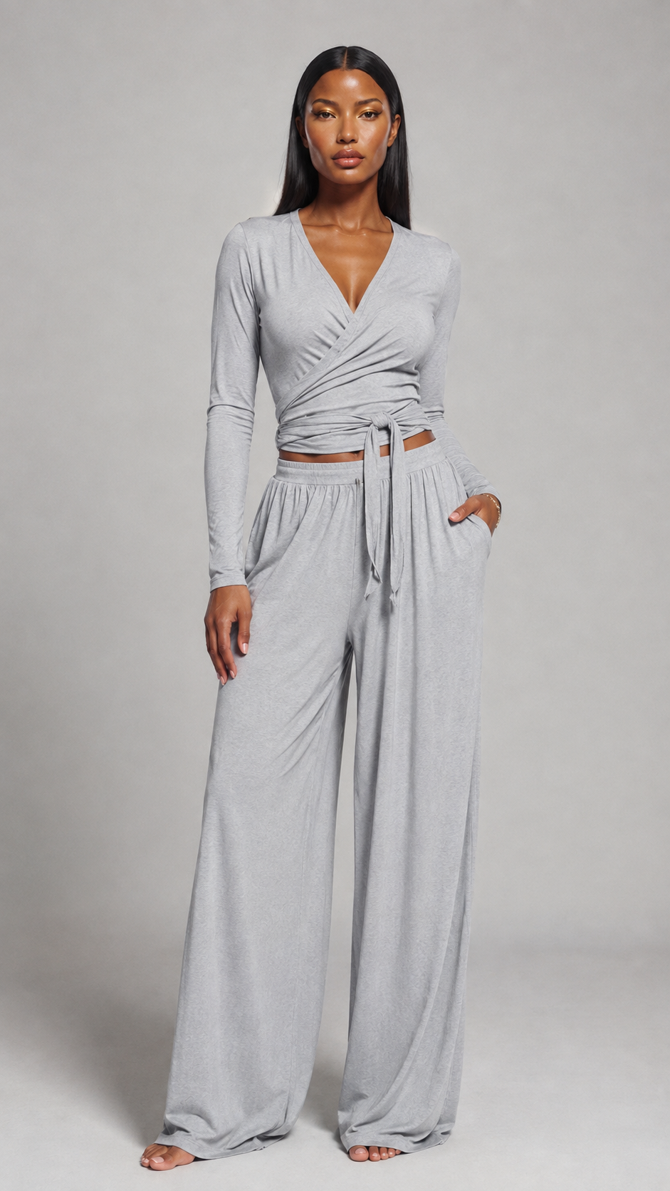 The Solvani Wrap Lounge Set | Soft Jersey Two-Piece