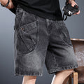 V-Washed Denim Shorts