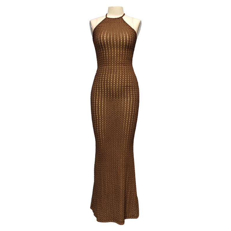 sol-Neck Knitted Dress