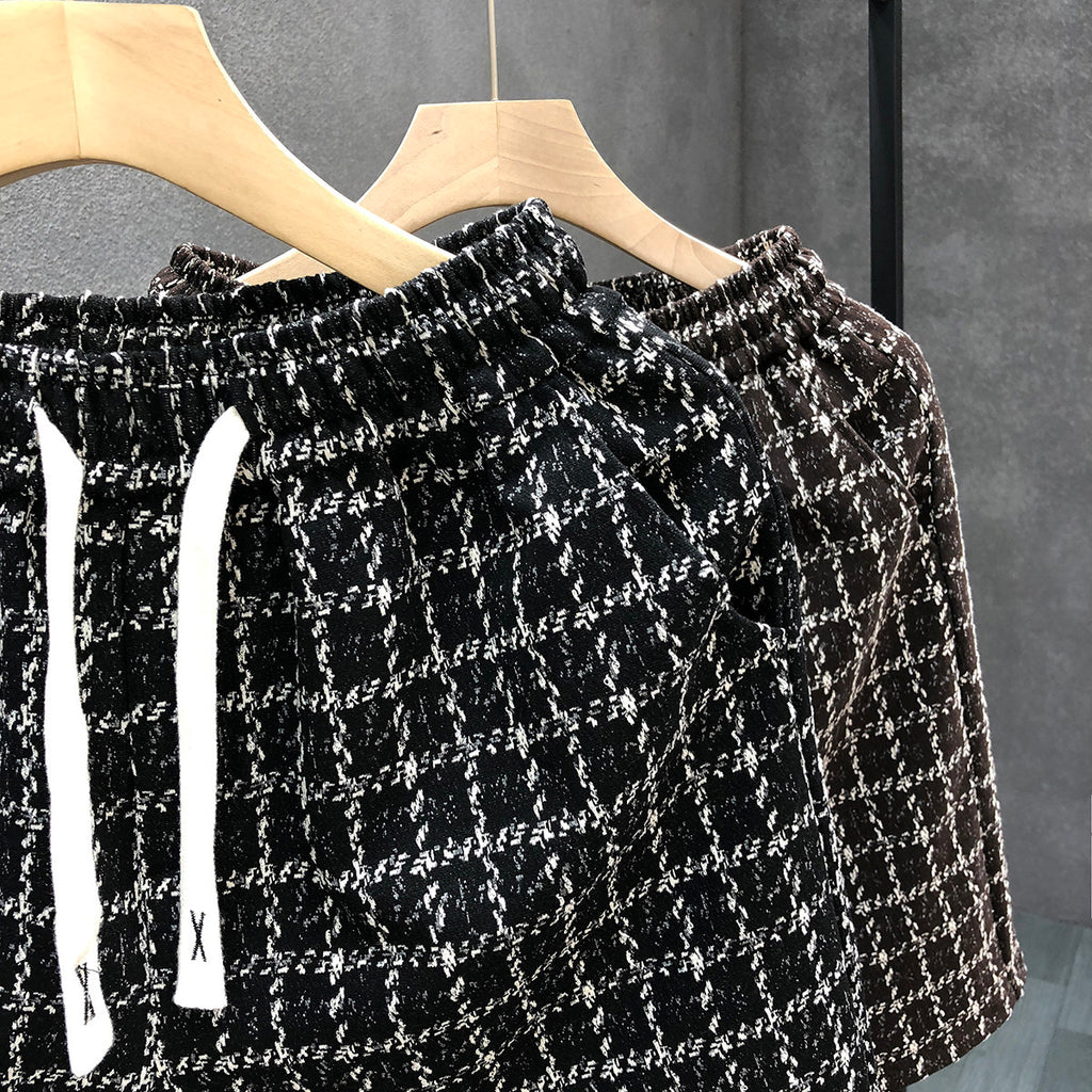 Drawstring Plaid Shorts