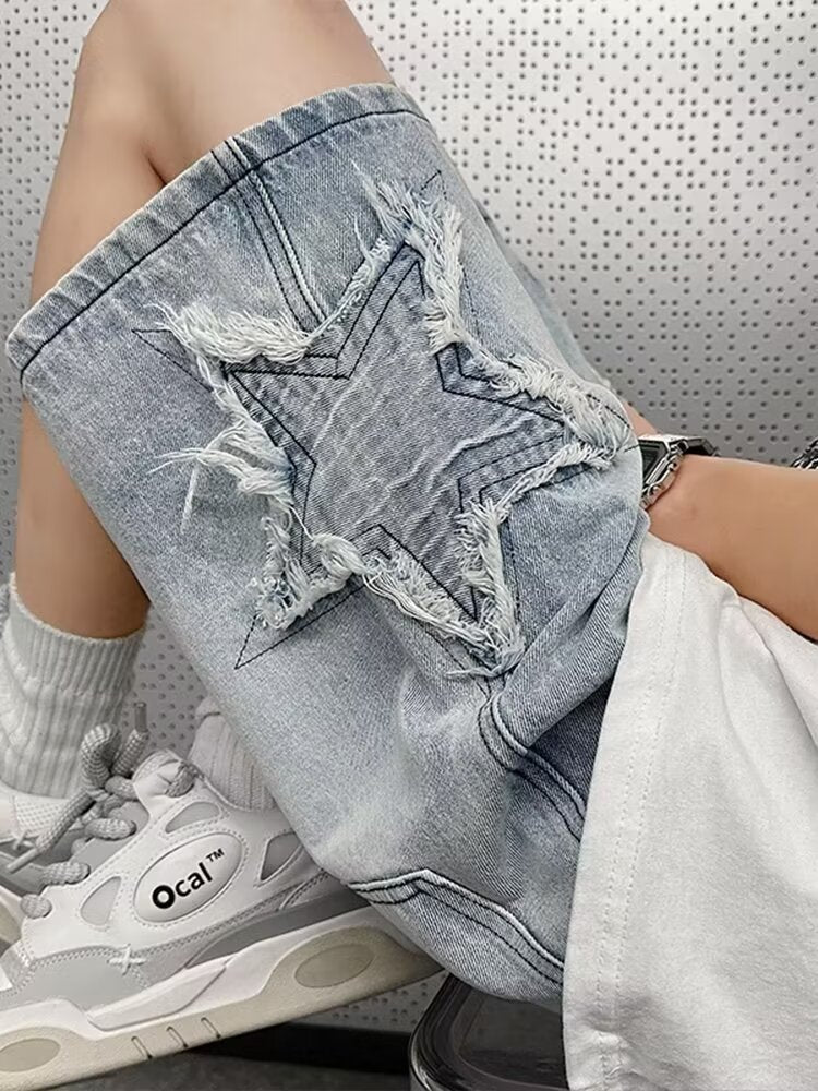 Washed Denim Five-star jorts