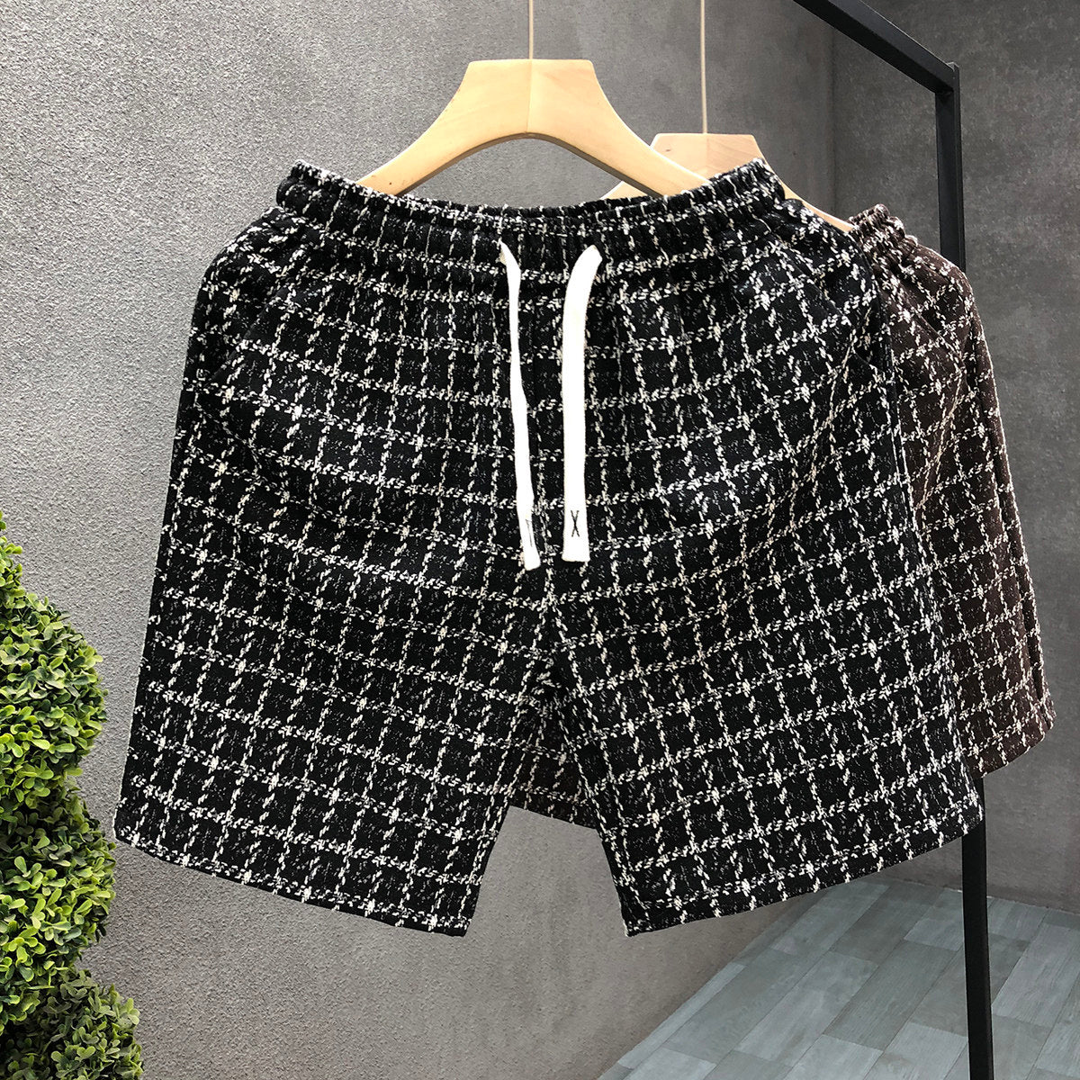 Drawstring Plaid Shorts