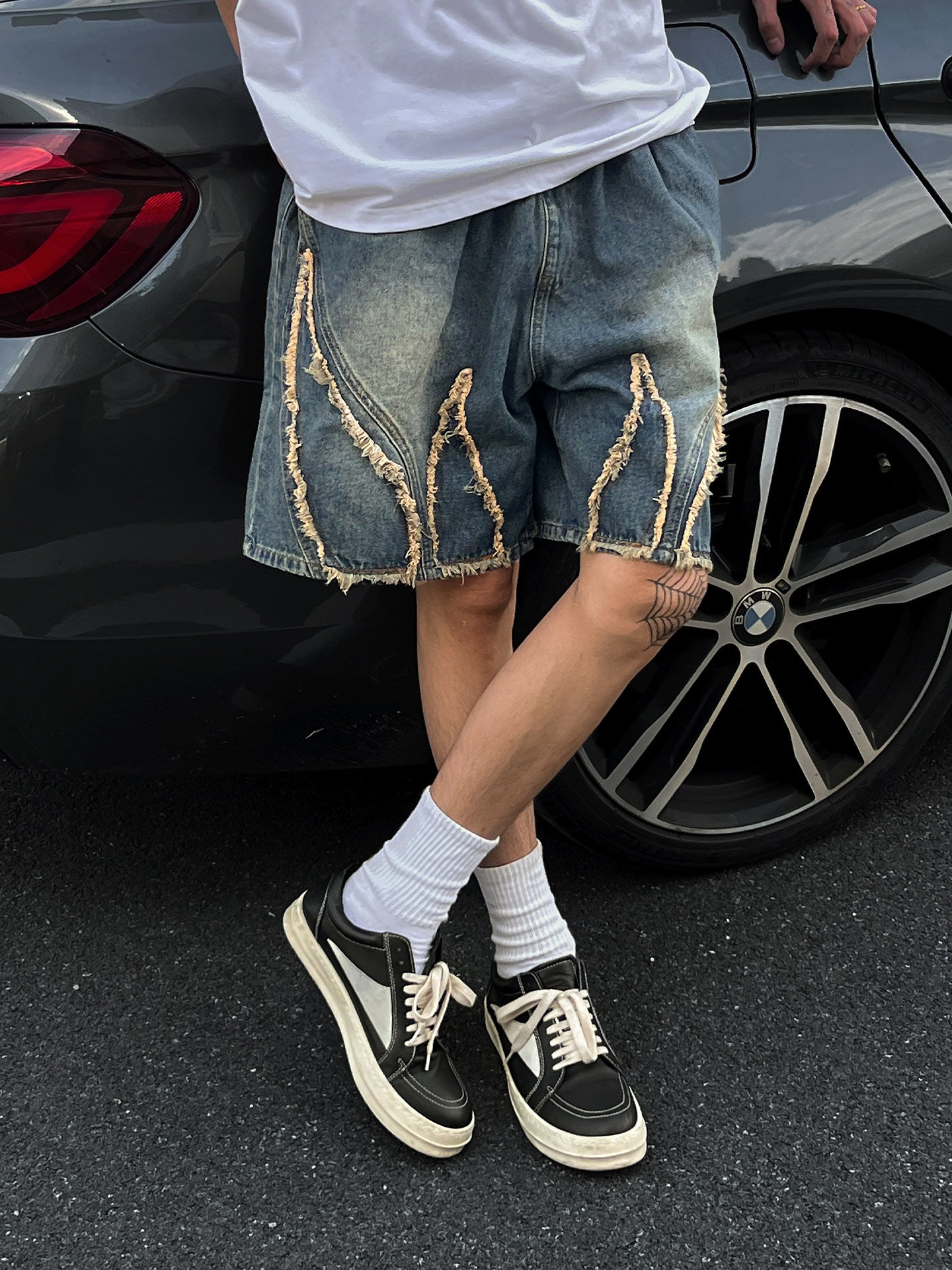 Spider Denim Shorts