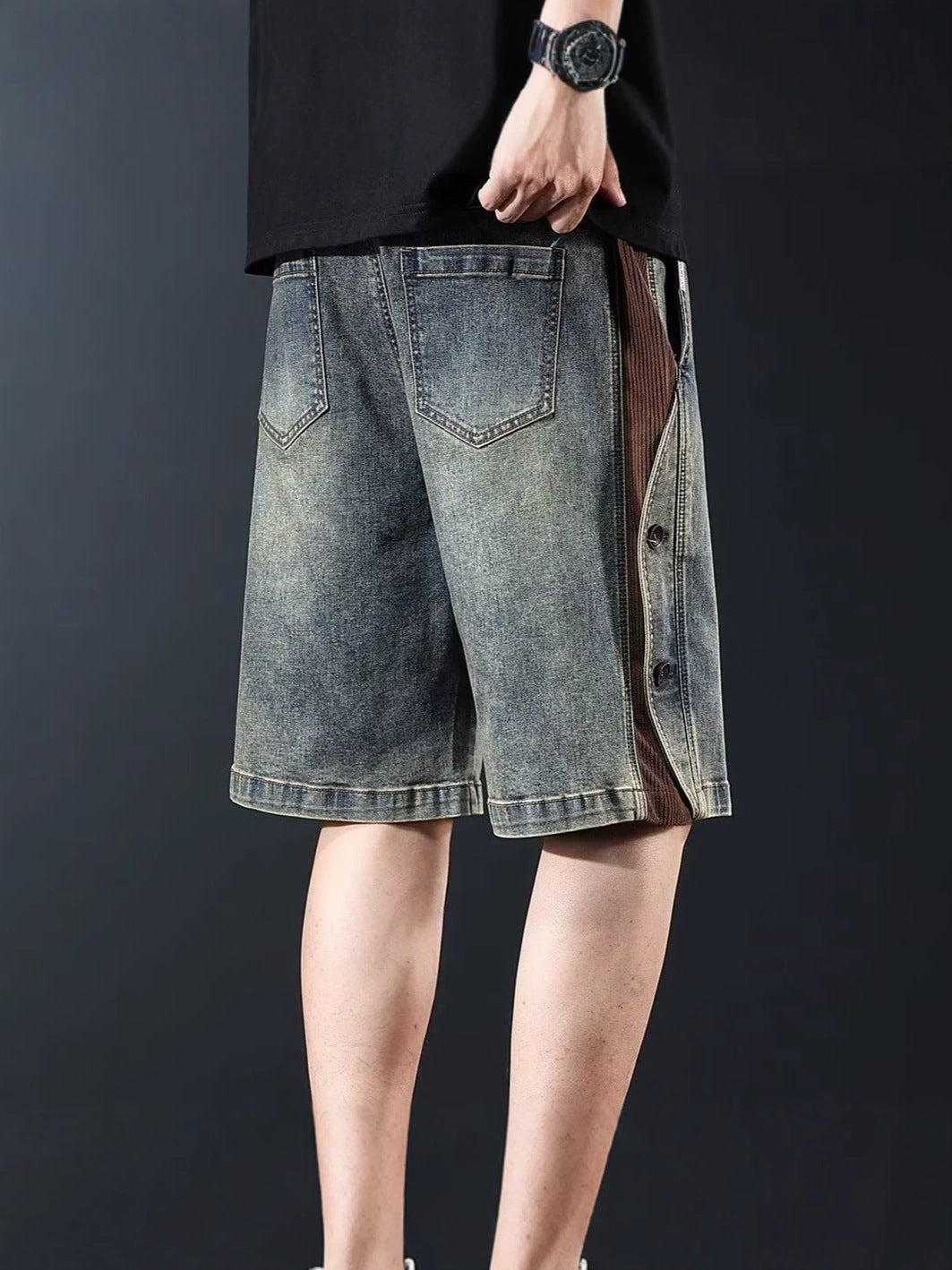 Toned Denim Shorts