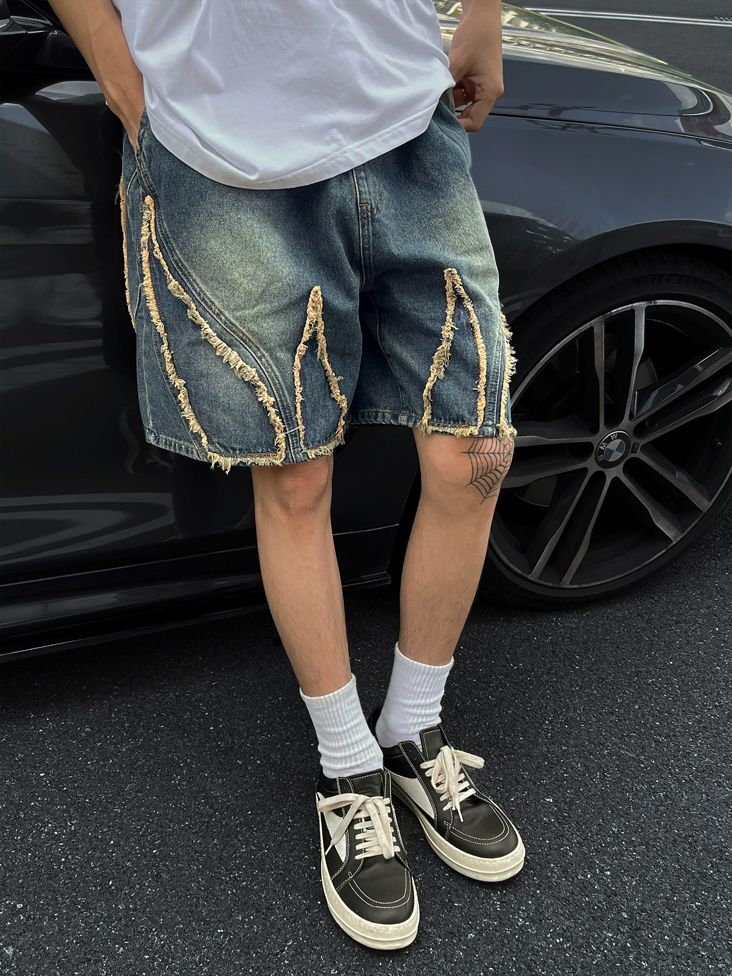 Spider Denim Shorts