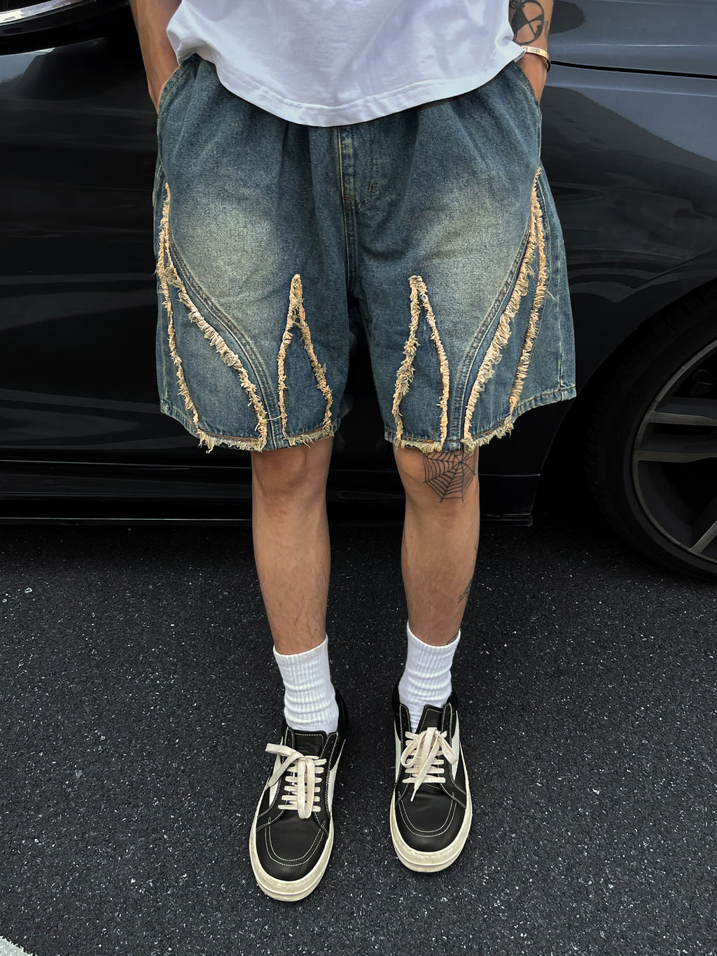 Spider Denim Shorts