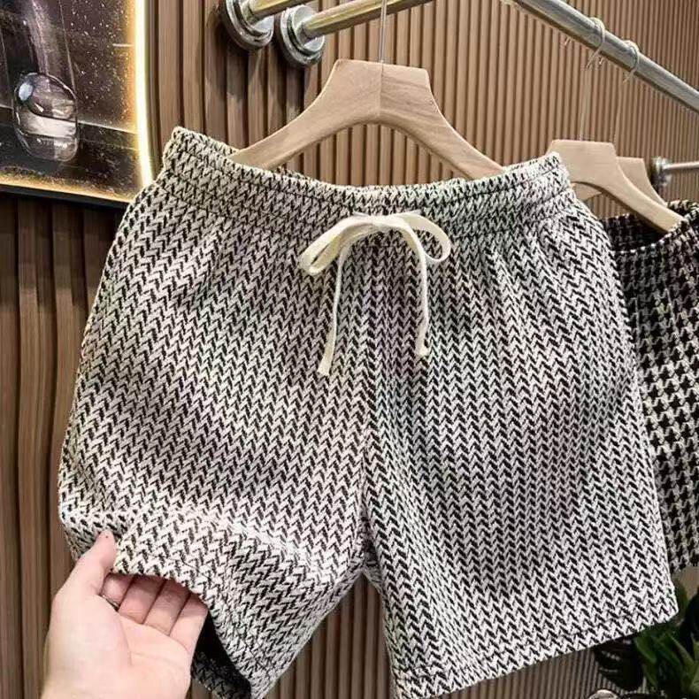 Adjustable Houndstooth Shorts