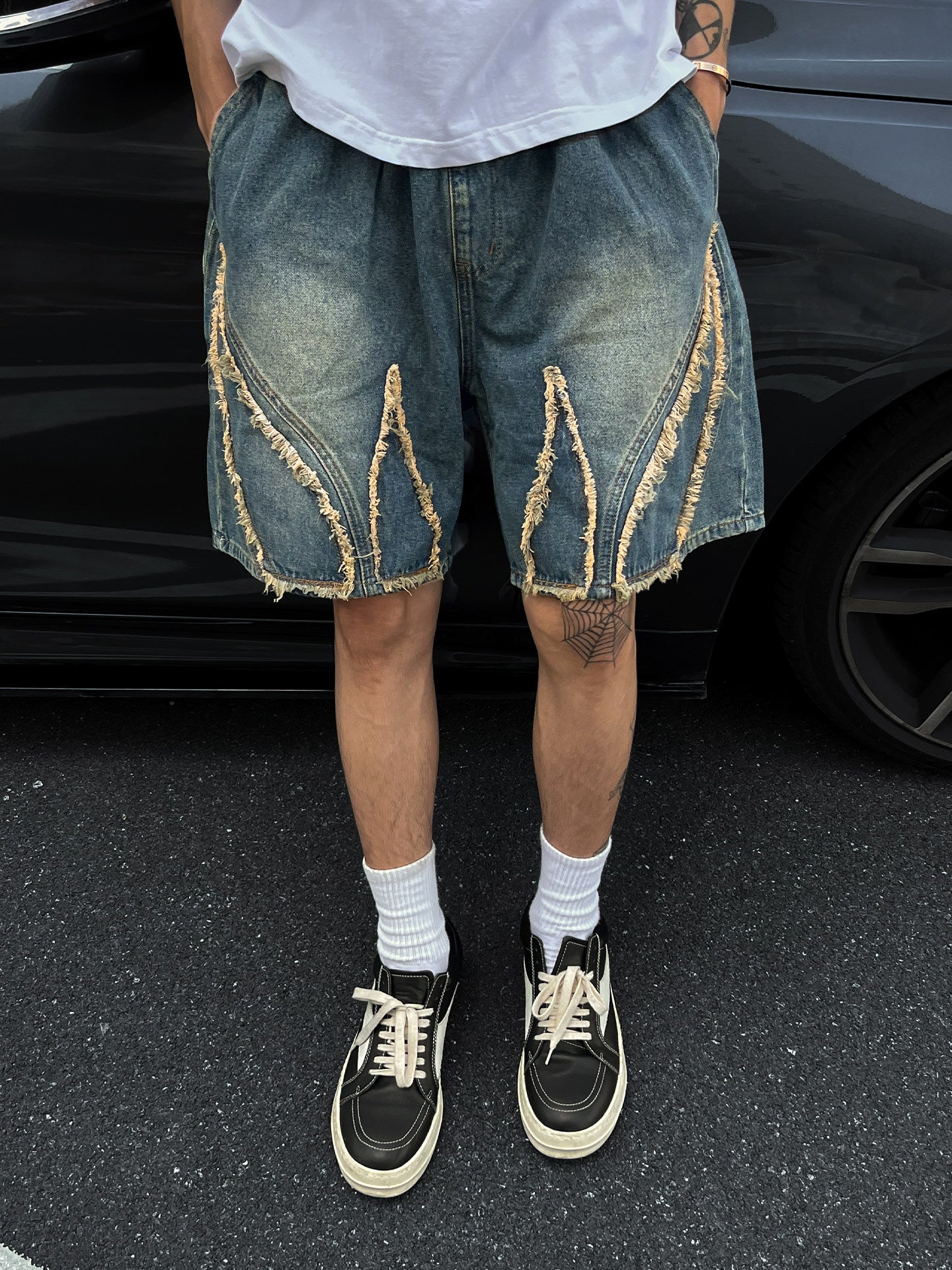 Spider Denim Shorts