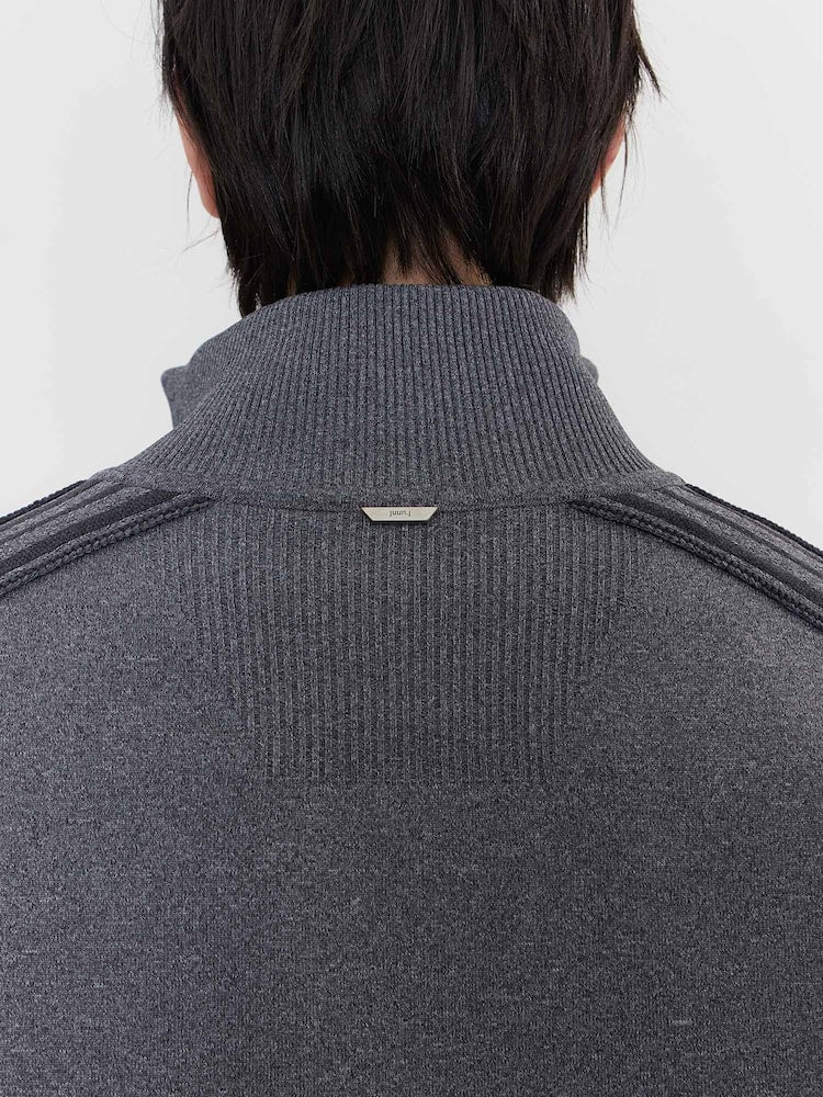 JUUN.J Melange Track Knit Jumper - Gray - VAULT DEALS