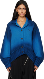 The Attico Blue Sprayed Wool Cashmere Cardigan - VAULT DEALS