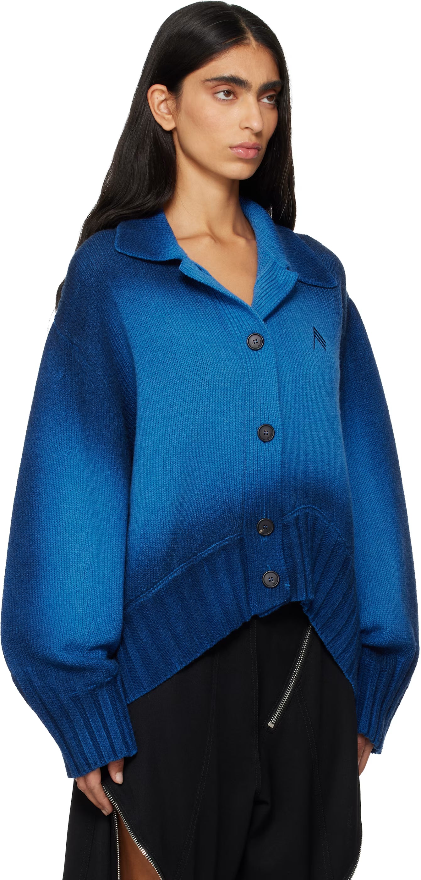 The Attico Blue Sprayed Wool Cashmere Cardigan - VAULT DEALS