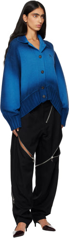 The Attico Blue Sprayed Wool Cashmere Cardigan - VAULT DEALS