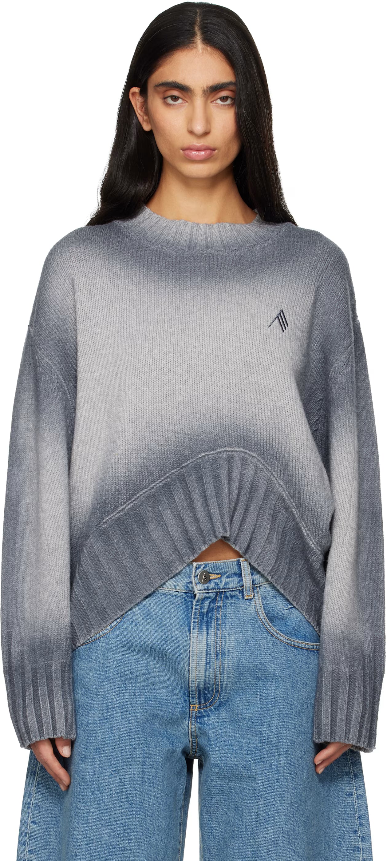 The Attico Gray Sprayed Wool Cashmere Sweater - VAULT DEALS