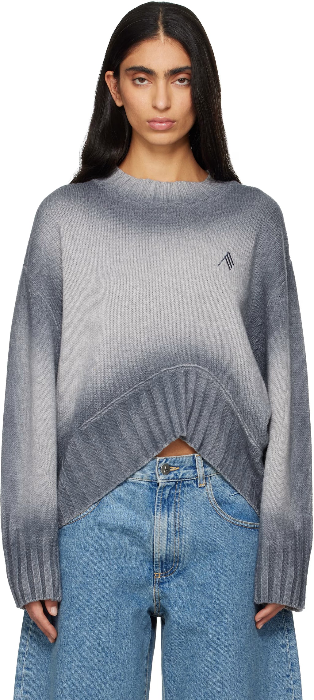 The Attico Gray Sprayed Wool Cashmere Sweater - VAULT DEALS