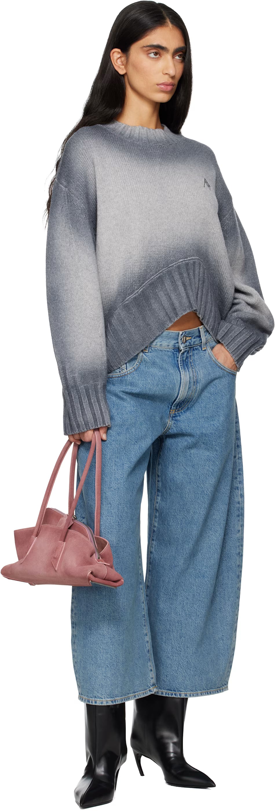The Attico Gray Sprayed Wool Cashmere Sweater - VAULT DEALS