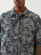 True Religion Shirt Super T Jacquard Oversze Midnight Rider Dark Wash - VAULT DEALS