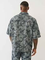 True Religion Shirt Super T Jacquard Oversze Midnight Rider Dark Wash - VAULT DEALS