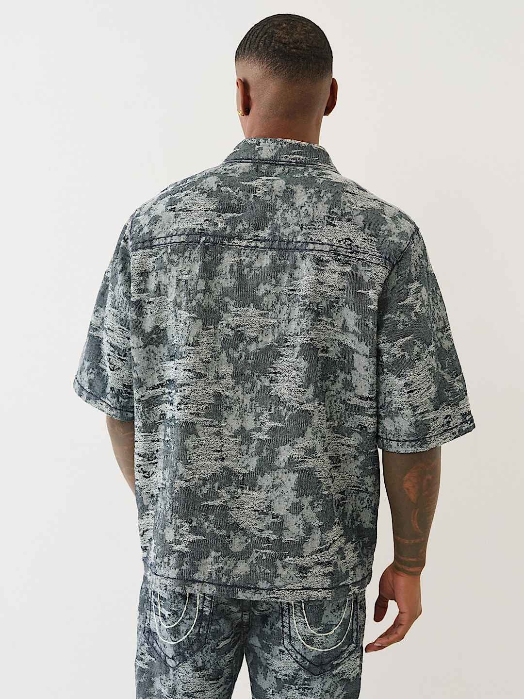 True Religion Shirt Super T Jacquard Oversze Midnight Rider Dark Wash - VAULT DEALS