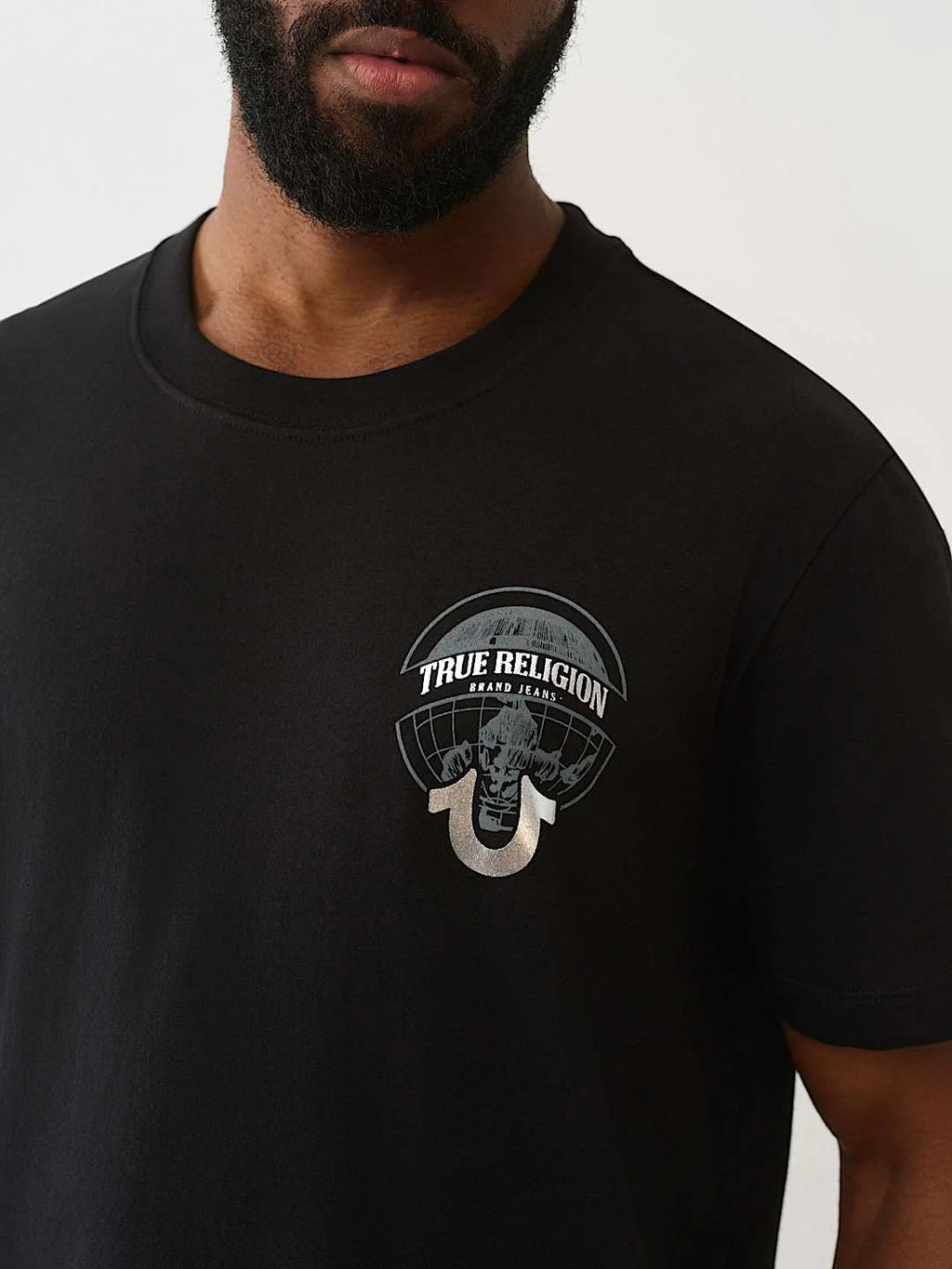 True Religion T-Shirt Ss Tr Globe Jet Black - VAULT DEALS