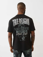 True Religion T-Shirt Ss Tr Globe Jet Black - VAULT DEALS