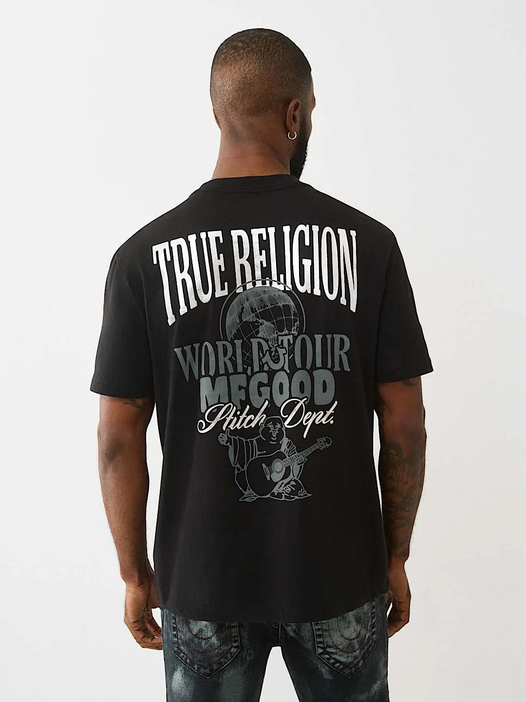 True Religion T-Shirt Ss Tr Globe Jet Black - VAULT DEALS