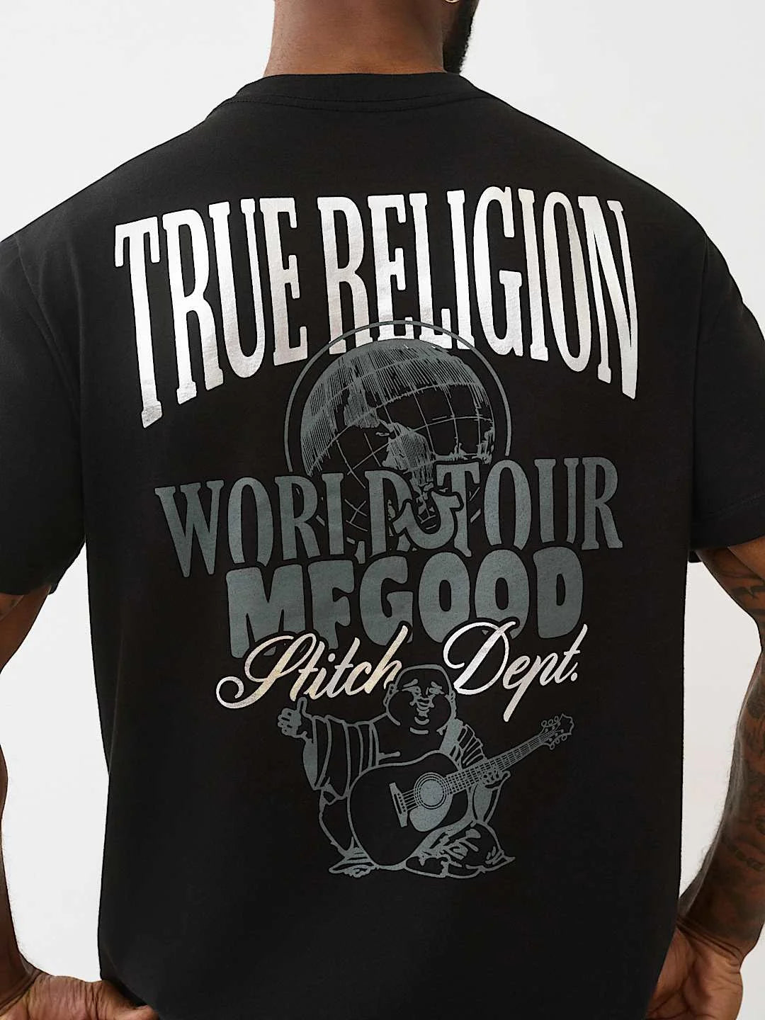 True Religion T-Shirt Ss Tr Globe Jet Black - VAULT DEALS