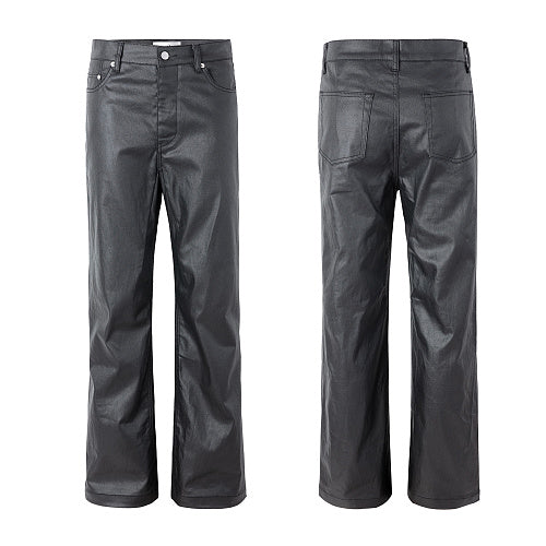 Vault Form coated straight-leg jeans front and back