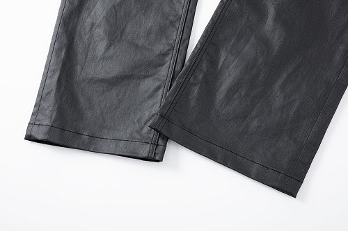Vault Form coated straight-leg jeans hem detail