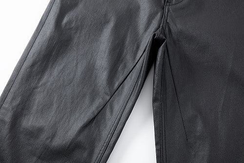 Vault Form coated straight-leg jeans leg finish detail