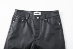 Vault Form coated straight-leg jeans front waist detail
