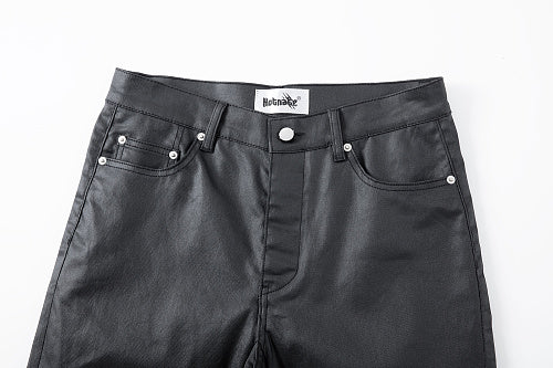 Vault Form coated straight-leg jeans front waist detail