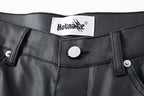 Vault Form coated straight-leg jeans waistband label detail