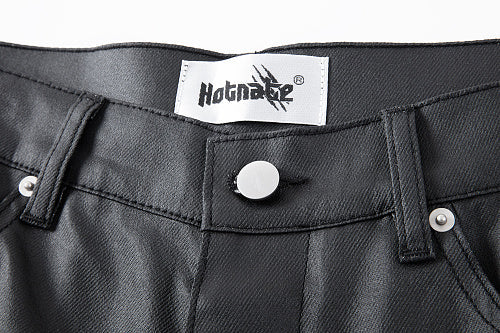 Vault Form coated straight-leg jeans waistband label detail