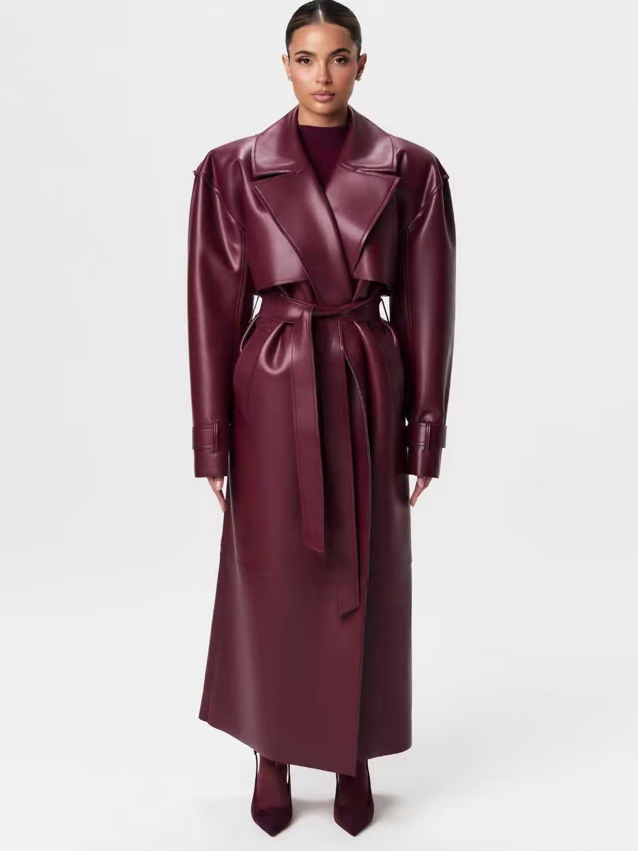 Retro Long Coat with Belt - VAULT DEALS