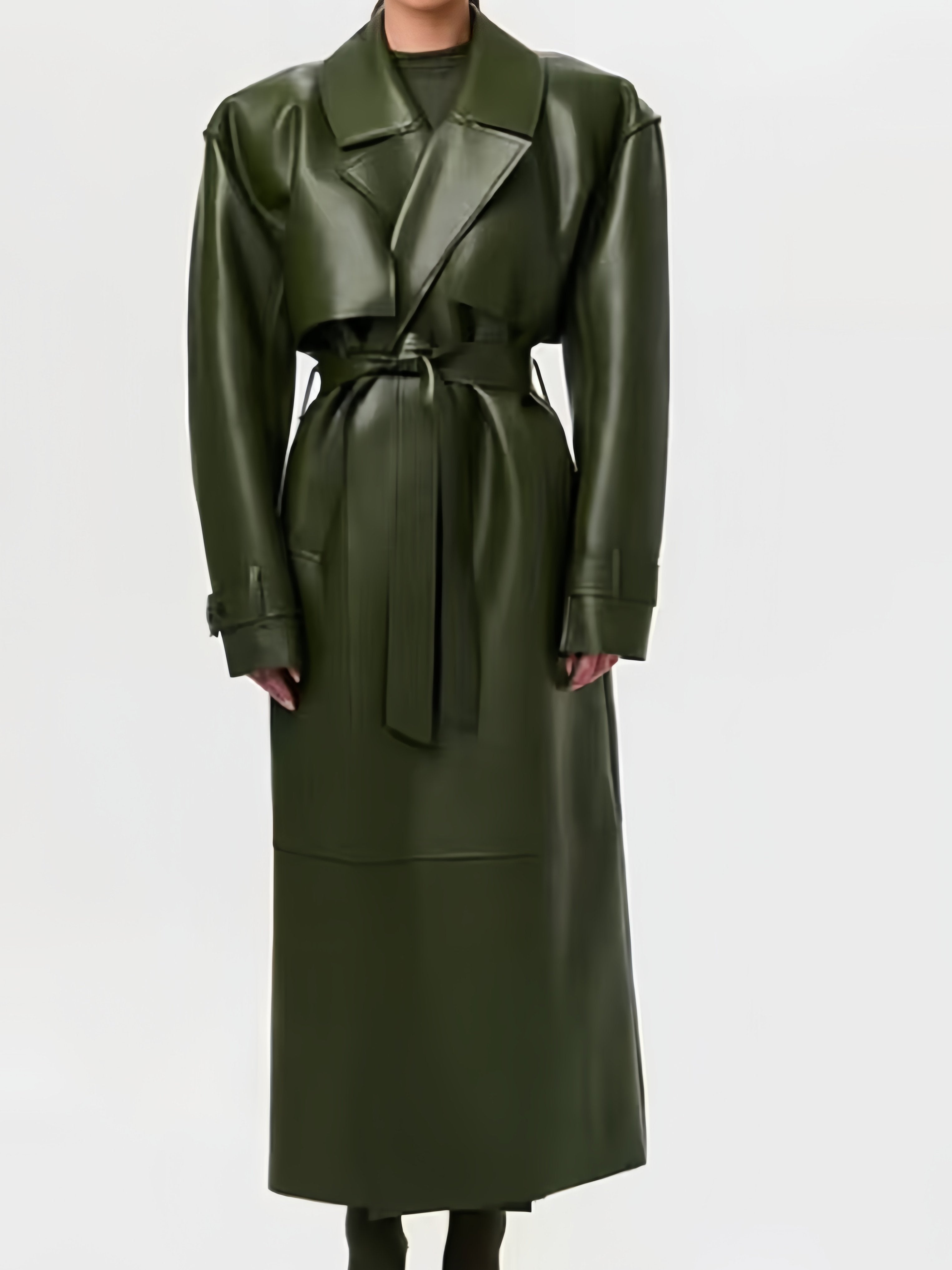 Retro Long Coat with Belt - VAULT DEALS