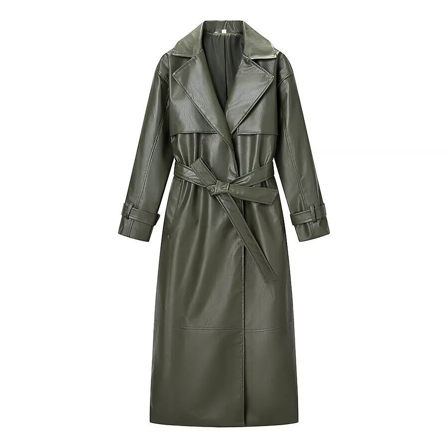 Retro Long Coat with Belt - VAULT DEALS