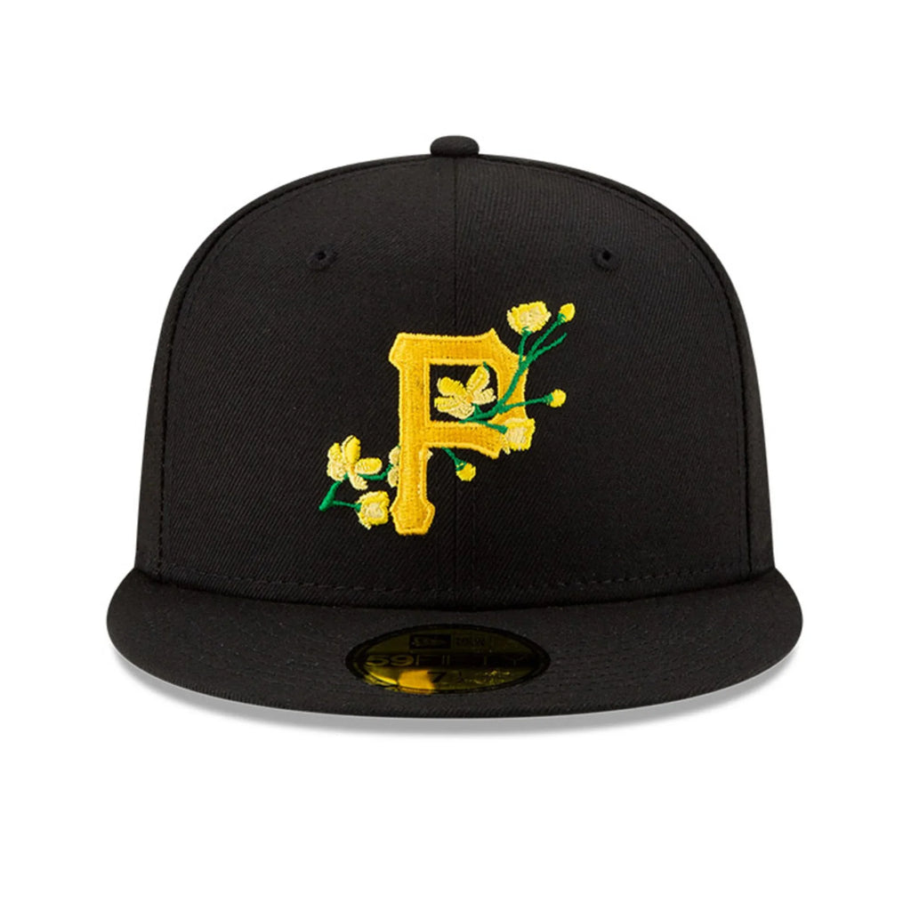 Pittsburgh Pirates MLB Side Patch Bloom Black 59FIFTY Fitted Cap - VAULT DEALS