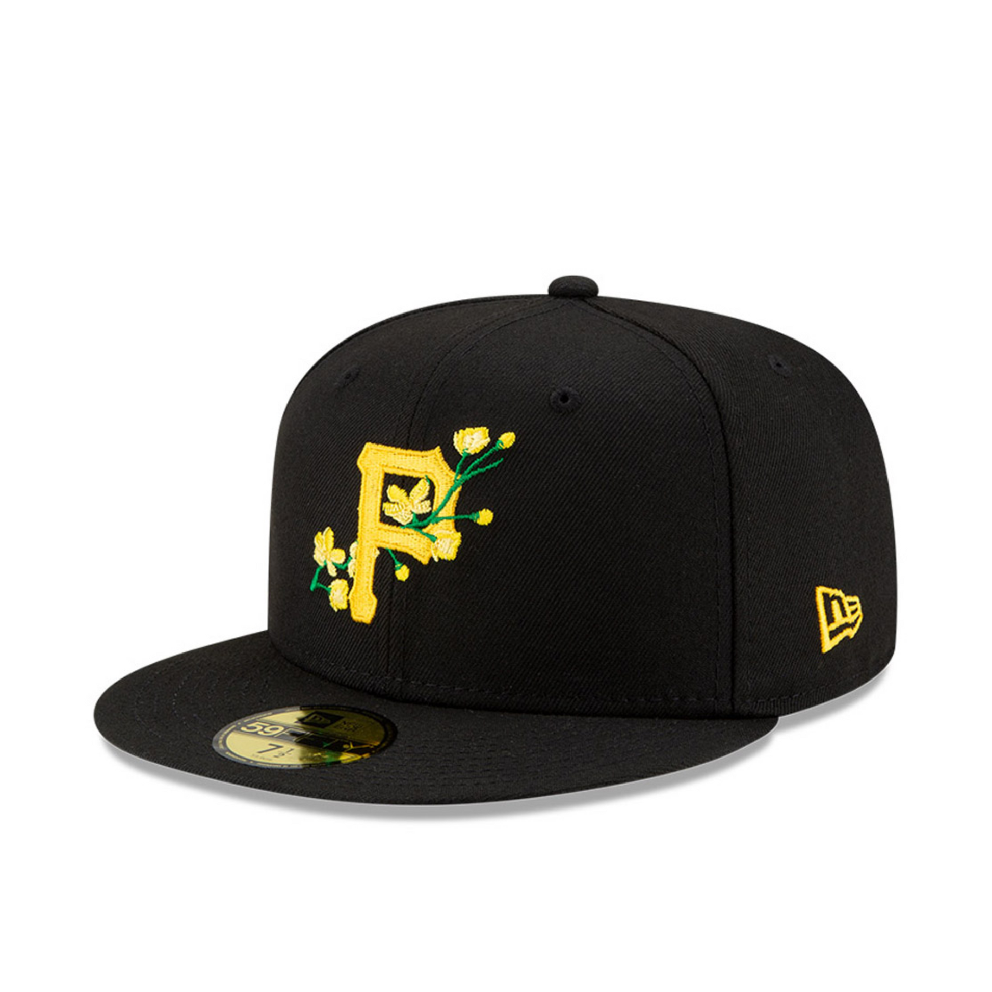 Pittsburgh Pirates MLB Side Patch Bloom Black 59FIFTY Fitted Cap - VAULT DEALS